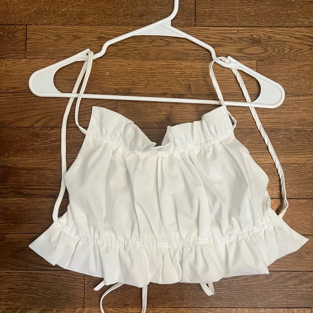 Backless White Ruffle Top - Picture 5 of 5